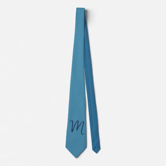 Monogram Solid Blue Pastel Minimalist Professional Stropdas (Voorkant)