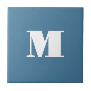 Monogram Solid Blue Pastel Minimalist Professional Tegeltje