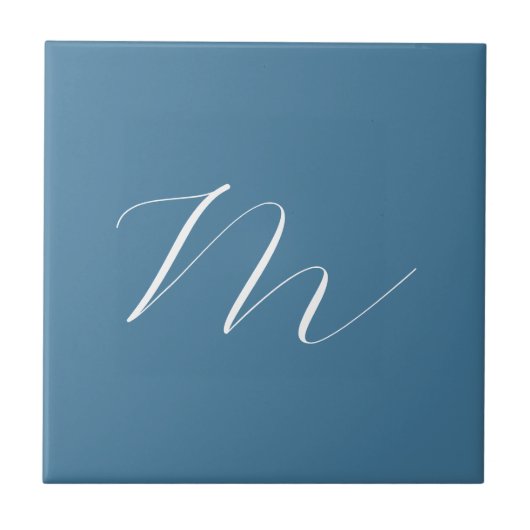 Monogram Solid Blue Pastel Minimalist Professional Tegeltje (Voorkant)