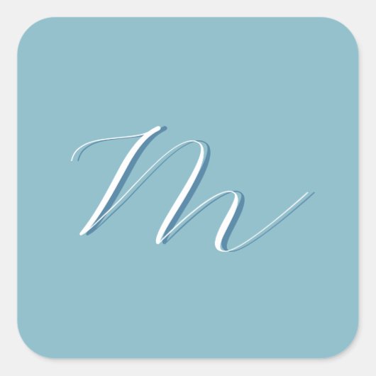 Monogram Solid Blue Pastel Minimalist Professional Vierkante Sticker (Voorkant)