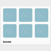 Monogram Solid Blue Pastel Minimalist Professional Vierkante Sticker (Vel)
