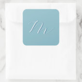 Monogram Solid Blue Pastel Minimalist Professional Vierkante Sticker (Tas)