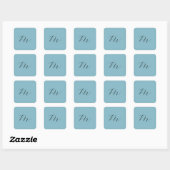 Monogram Solid Blue Pastel Minimalist Professional Vierkante Sticker (Vel)