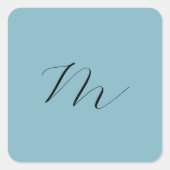 Monogram Solid Blue Pastel Minimalist Professional Vierkante Sticker (Voorkant)