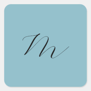 Monogram Solid Blue Pastel Minimalist Professional Vierkante Sticker