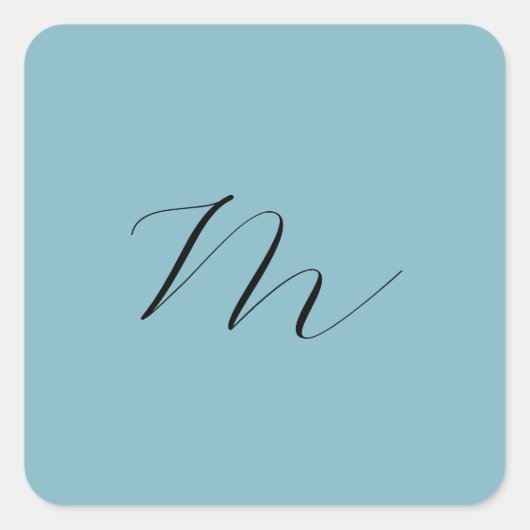 Monogram Solid Blue Pastel Minimalist Professional Vierkante Sticker (Voorkant)