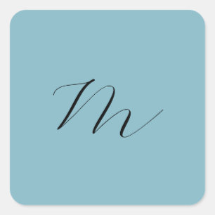 Monogram Solid Blue Pastel Minimalist Professional Vierkante Sticker