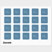 Monogram Solid Blue Pastel Minimalist Professional Vierkante Sticker (Vel)