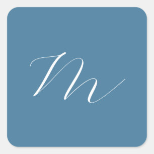 Monogram Solid Blue Pastel Minimalist Professional Vierkante Sticker