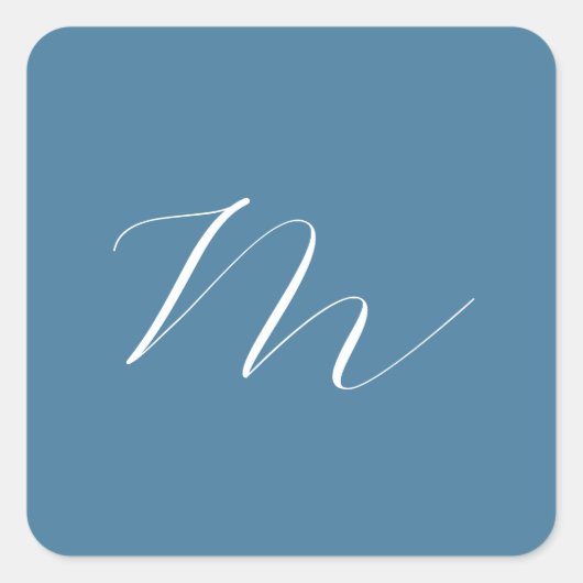 Monogram Solid Blue Pastel Minimalist Professional Vierkante Sticker (Voorkant)