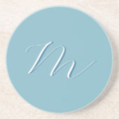 Monogram Solid Blue Pastel Minimalist Professional Zandsteen Onderzetter (Voorkant)