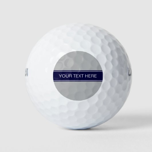 Monogram Solid Gray Navy Blue Ribbon Golfballen (Voorkant)