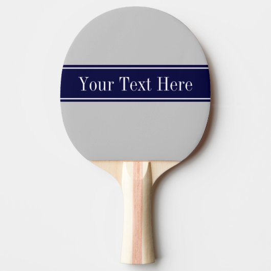 Monogram Solid Gray Navy Blue Ribbon Tafeltennisbatje (Voorkant)
