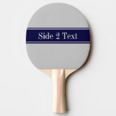 Monogram Solid Gray Navy Blue Ribbon Tafeltennisbatje (Achterkant)