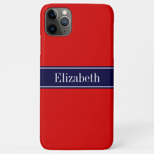 Monogram Solid Red, Navy Blue Ribbon Case-Mate iPhone Case