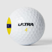 Monogram Solid Yellow, Navy Blue Ribbon Name Golfballen (Logo)