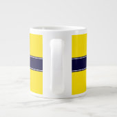 Monogram Solid Yellow, Navy Blue Ribbon Name Grote Koffiekop (Achterkant)