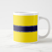 Monogram Solid Yellow, Navy Blue Ribbon Name Grote Koffiekop (Rechts)