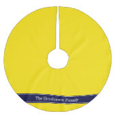 Monogram Solid Yellow, Navy Blue Ribbon Name Kerstboom Rok (Voorkant)