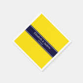 Monogram Solid Yellow, Navy Blue Ribbon Name Servetten (Hoek)
