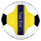 Monogram Solid Yellow, Navy Blue Ribbon Name Voetbal (Gedraaid)