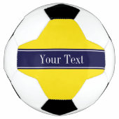 Monogram Solid Yellow, Navy Blue Ribbon Name Voetbal (Voorkant)