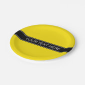 Monogram Solid Yellow, zwart lint Papieren Bordje (Gekanteld)