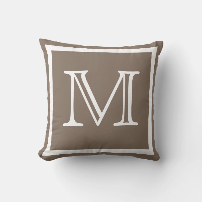 MONOGRAM Solide donkerbeige Tan taupe effen kussen (Voorkant)