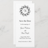 Monogram sparen de Datum (wit) Save The Date (Voorkant / Achterkant)