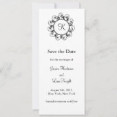 Monogram sparen de Datum (wit) Save The Date (Voorkant)