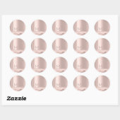 Monogram Spark Roze Blush Beginletters Naam Strep Ronde Sticker (Vel)