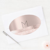Monogram Spark Roze  Blush Initialen Naam Ovaal Ovale Sticker (Envelop)