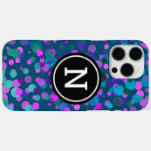 Monogram sparkle blauwe paarse confetti stippen op Case-Mate iPhone case (Achterkant (horizontaal))