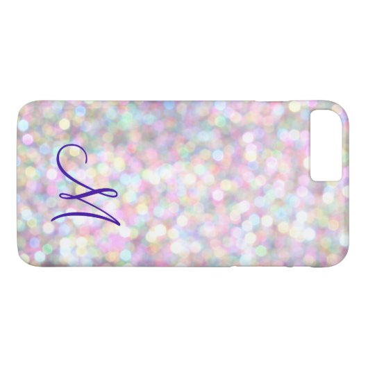 Monogram Sparkle iPhone 7 plus Hoesje (Achterkant (Horizontaal))