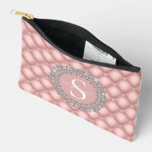 Monogram Sparkly Diamonds Tufted Custom Blush Pink Etui (Open)