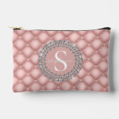 Monogram Sparkly Diamonds Tufted Custom Blush Pink Etui (Voorkant)