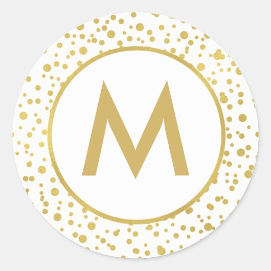 Monogram Sparkly Gouden Confetti Envelopzegel Ronde Sticker (Voorkant)