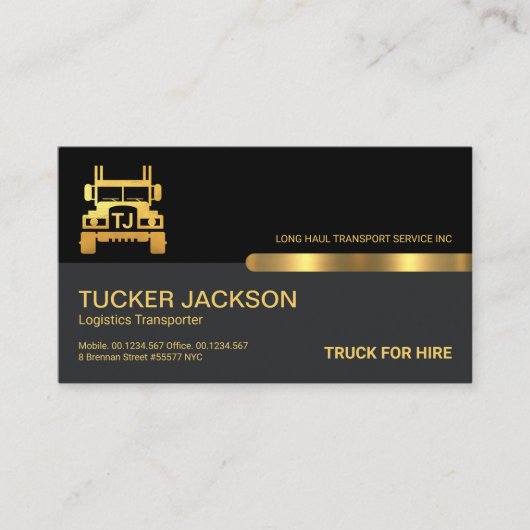 Monogram speciale Gold Truck Name Transport Visitekaartje (Voorkant)