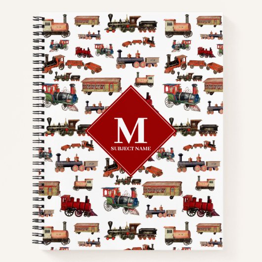 Monogram Speelgoed Trein kleurrijke treinen Notitieboek (Voorkant)