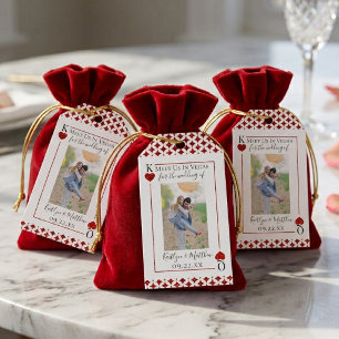 Monogram Speelkaart Huwelijksfoto Save The Date Cadeaulabel