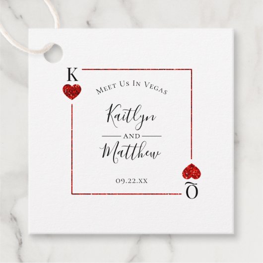 Monogram Speelkaart Trouw Save The Date Bedankjes Labels (Voorkant)