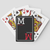Monogram speelkaarten met aangepaste naam zwart (Achterkant)