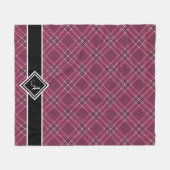 Monogram speldenroze tartan fleece deken (Voorkant (Horizontaal))