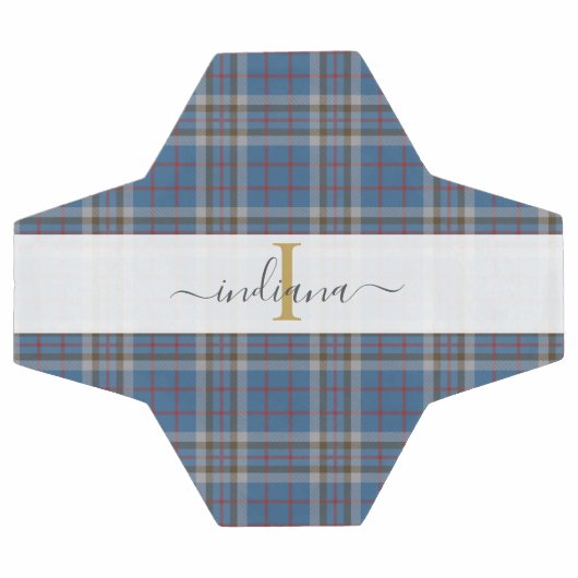 Monogram speldenscript Typografie Rustisch Tartan Voetbal (Enkel)