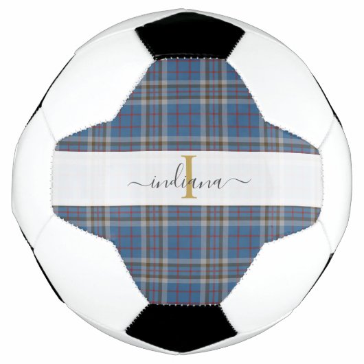 Monogram speldenscript Typografie Rustisch Tartan Voetbal (Voorkant)