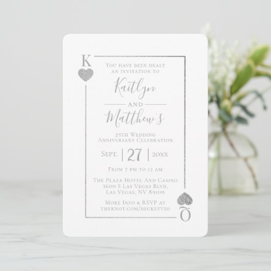 Monogram Spelen Kaart 25e bruiloft Jubileum (Staand voorkant)