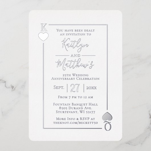 Monogram Spelen Kaart 25e bruiloft Jubileum (Voorkant)