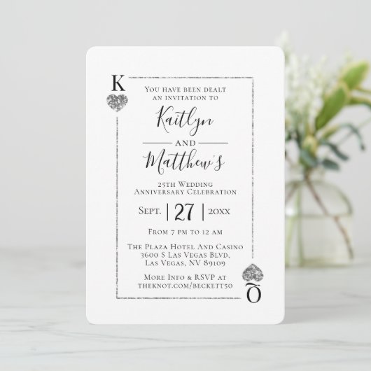 Monogram Spelen Kaart 25e bruiloft Jubileum (Staand voorkant)