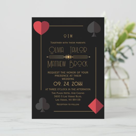 Monogram spelen Kaart bruiloft (Staand voorkant)