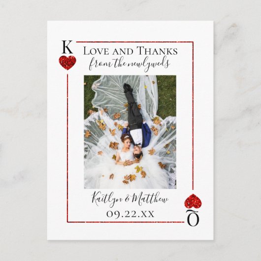 Monogram Spelen Kaart Bruiloft Collectie Dank u (Voorkant)